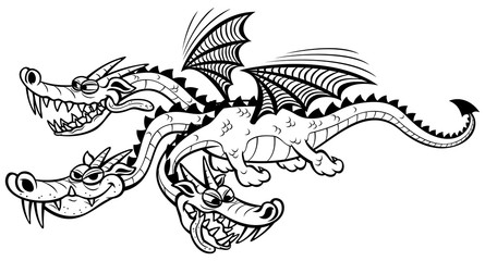 Cartoon Dragon Line Art
