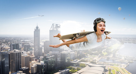 Fototapeta premium Fly with self-made plane wing