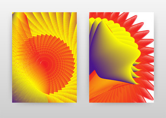 Waved line red yellow abstract geometric design for annual report, brochure, flyer, leaflet, poster. Red yellow wave lines background. Abstract A4 brochure template. Flyer vector illustration.