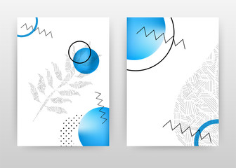 Geometric blue rounds with lined and dotted shapes design for annual report, brochure, flyer, leaflet, poster. Geometric white background. Abstract A4 brochure template. Flyer vector illustration.