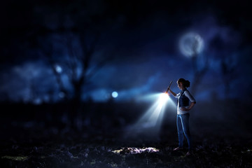 Obraz premium Make her way in darkness. Mixed media