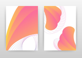 Geometric pink, orange, red, waved lines design for annual report, brochure, flyer, poster. Pink orange abstract background vector illustration flyer, leaflet, poster. Abstract A4 brochure template.