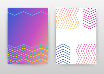 Geometric zig zag waves on purple, blue design annual report, brochure, flyer, poster. Zig zag waves on white background vector illustration for flyer, leaflet, poster. Abstract A4 brochure template.