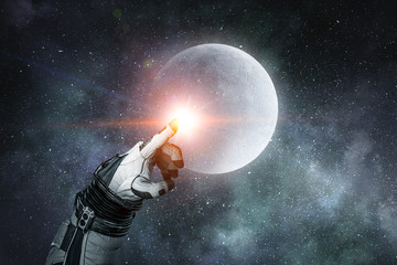 Exploring outer space. Mixed media