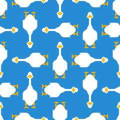 White goose pattern seamless. Domestic waterfowl background. vector texture