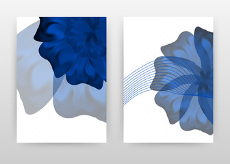 Dark blue flower petal design for annual report, brochure, flyer, poster. Flower on white background vector illustration for flyer, leaflet, poster. Business abstract A4 brochure template.