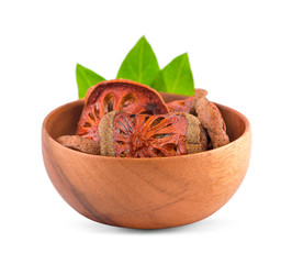 dried bale fruit tea on white background