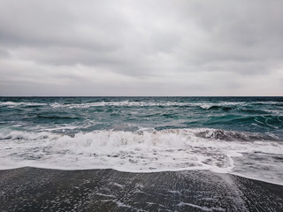 Beautiful waves of a stormy sea