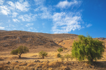 Mountain landscape on Northern Israel near the Sea of Galilee