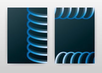 Blue lines on black design for annual report, brochure, flyer, poster. Black background vector illustration for flyer, leaflet, poster. Business abstract A4 brochure template.