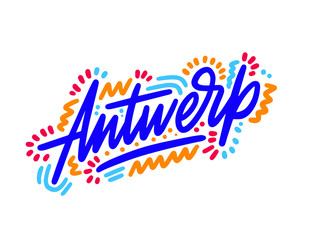 Antwerp handwritten city name.Modern Calligraphy Hand Lettering for Printing,background ,logo, for posters, invitations, cards, etc. Typography vector.
