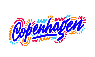 Copenhagen Handwritten city name.Modern Calligraphy Hand Lettering for Printing,background ,logo, for posters, invitations, cards, etc. Typography vector.