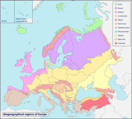 Map of Biogeographical Regions of Europe