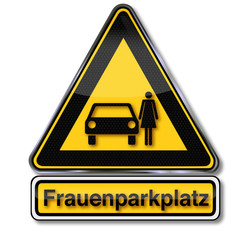Schild mit einem Parkplatz nur für Frauen in diesem Bereich