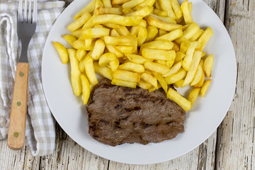 french fries and steak