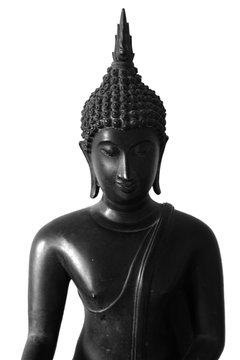 Closeup of Buddha images and make a white background