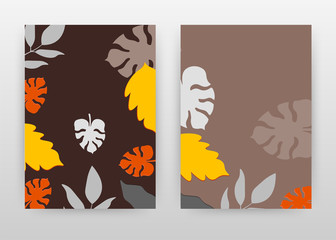 Yellow red white gray falling leaves design for annual report, brochure, flyer, poster. Leaf concept background vector illustration for flyer, leaflet, poster. Business abstract A4 brochure template.