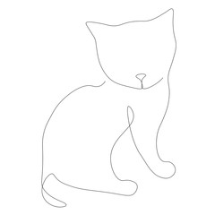 Kitten line drawing vector illustration