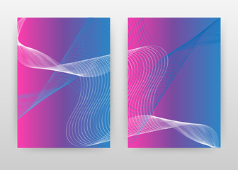 White waved lines on blue purple design of annual report, brochure, flyer, poster. Wave lines concept background vector illustration for flyer, leaflet, poster. Business abstract A4 brochure template.