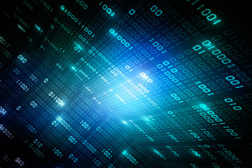 2d illustration abstract digital binary data on computer screen
