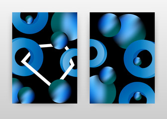 Round blue elements design of annual report, brochure, flyer, poster. Blue black background vector illustration for flyer, leaflet, poster. Business abstract A4 brochure template.