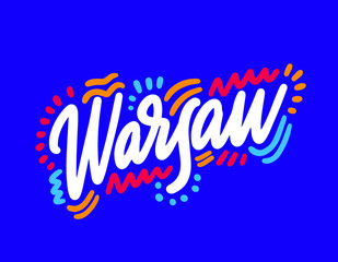 Warsaw handwritten city name.Modern Calligraphy Hand Lettering for Printing,background ,logo, for posters, invitations, cards, etc. Typography vector.