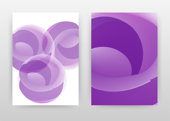 Round purple concept design of annual report, brochure, flyer, poster. Purple shapes on white background vector illustration for flyer, leaflet, poster. Business abstract A4 brochure template.