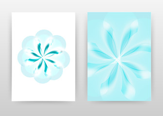 Aqua blue round flower concept design of annual report, brochure, flyer, poster. Blue flower on white background vector illustration for flyer, leaflet, poster. Business abstract A4 brochure template.