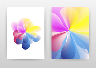 Red pink yellow blue flower petal abstract design of annual report, brochure, flyer, poster. Colorful flower concept white background vector illustration flyer, leaflet, poster. A4 brochure template.