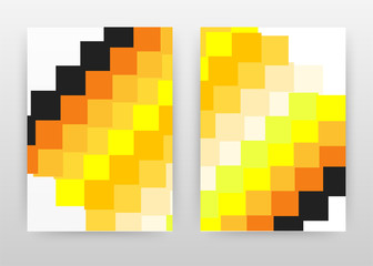 Yellow orange black rectangles abstract design of annual report, brochure, flyer, poster. Yellow concept background vector illustration for flyer, leaflet, poster. Business A4 brochure template.