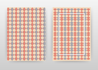 Gray red biqsue seamless texture design for annual report, brochure, flyer, poster. Frame on seamless pattern background vector illustration for flyer, leaflet. Business abstract A4 brochure template.