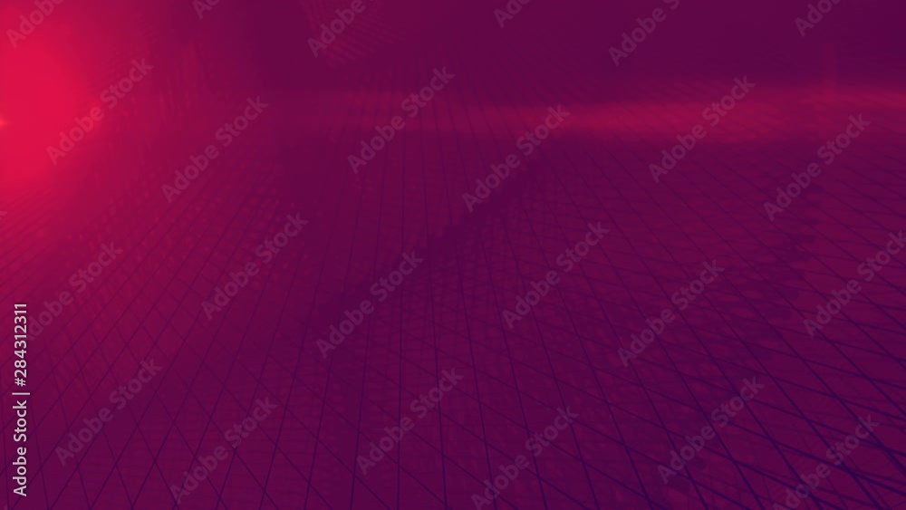 Aufkleber Abstract animation of waving and vibrating network surface. 3d rendering. 4K UHD