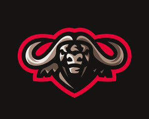 Buffalo modern logo. Bull template design emblem for a sport and eSport team.