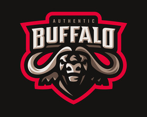 Buffalo modern logo. Bull template design emblem for a sport and eSport team.