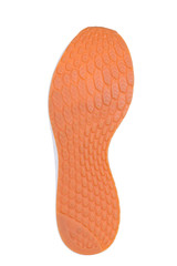 Sole of sport tracking shoes snickers individual design close up isolated one