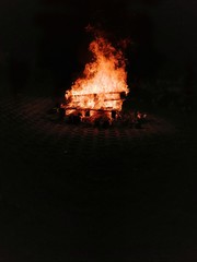 fire in fireplace