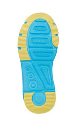 Sole of sport tracking shoes snickers individual design close up isolated one