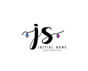 J S JS Initial brush color logo template vetor