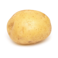 Young potato isolated on white background. Harvest new. Flat lay, top view