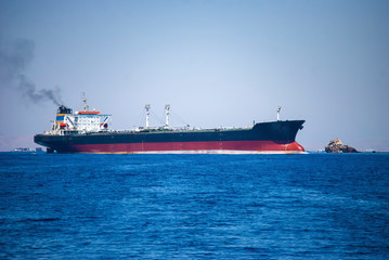 The oil tanker "Hero Star" passing through the Straits of Tiran near Sharm el Sheikh, Egypt