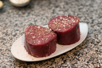 Seasoned Steak ready to cook