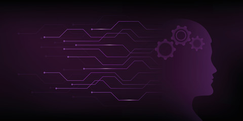 artificial intelligence male head with wheels digital technology vector illustration EPS10