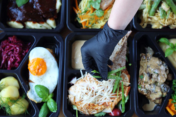 Meal prep. Appetizing lunch boxes. A balanced healthy diet