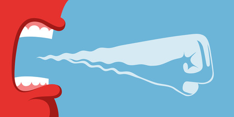 Furious and dissatisfied red-faced person are screaming