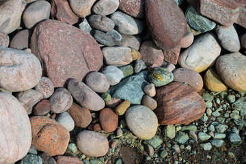 Stones on the beach. Different size and color.
