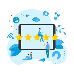 Five star customer online rating. Concept of feedback