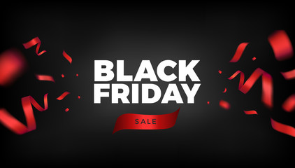 Black Friday background design with red ribbon decoration