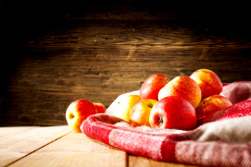 Fresh autumn apples and free space for your decoration 