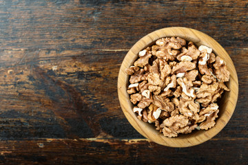 walnuts on a wooden background