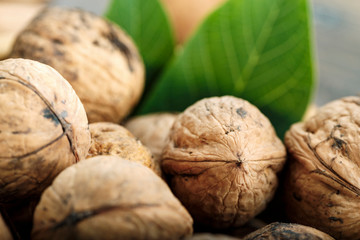 walnuts harvest on the table